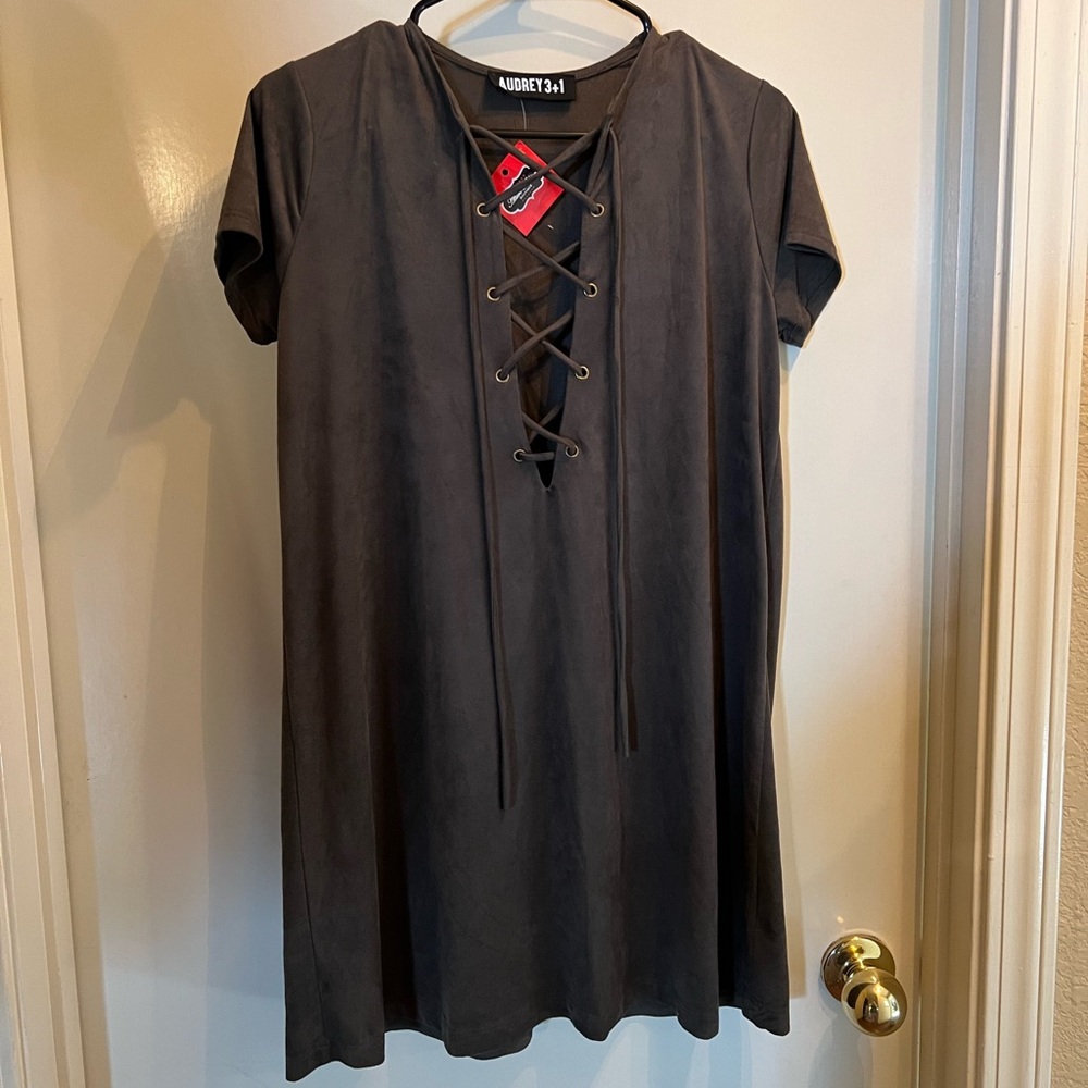 Olive Green Faux Suede Dress